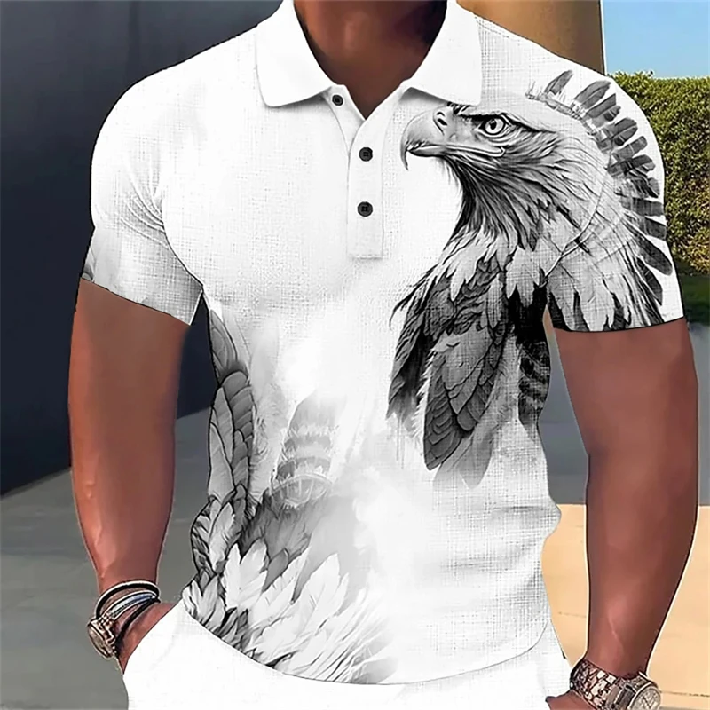 Men's Polo Shirt Eagle/Lion 3d Printing Casual Daily Lapel Summer Short Sleeves Tops Fierce Animal T Shirt For Man Clothing
