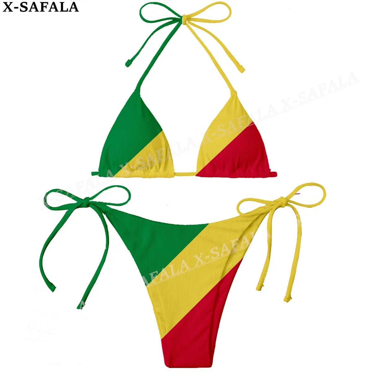 Republic of the Congo Flag  Print Women Micro Sexy Bikini Bra Set Summer Beachwear Sexy Beach Two Pieces Bathing Suits Swimwear