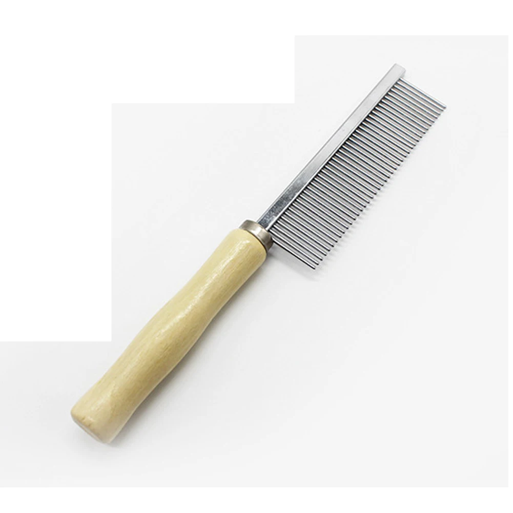 

Stainless Steel Pet Hair Grooming Trimmer with Wooden Handle Cat Dog Hair Comb Rustproof Pet Hair Remover for Longhair Pets