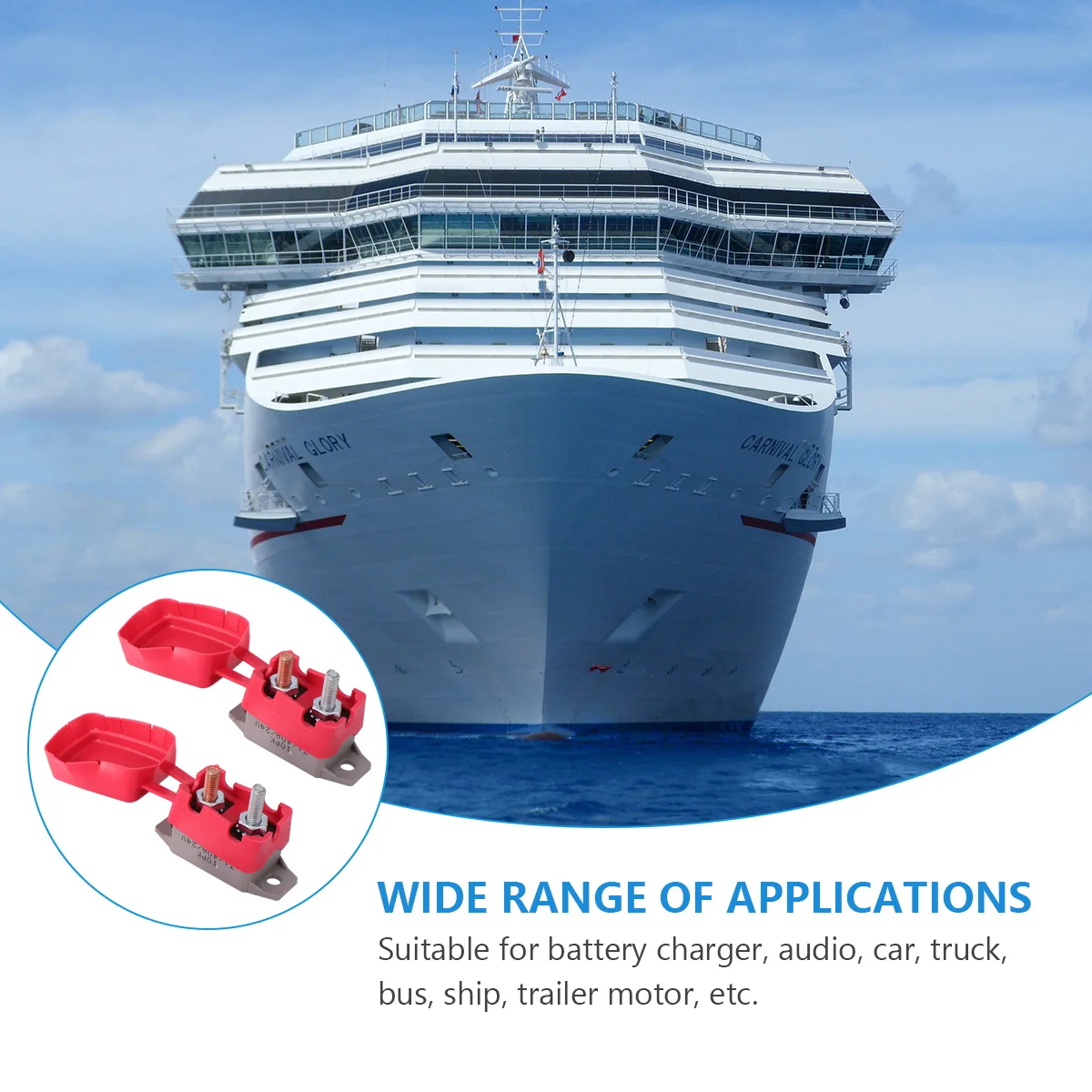 

2pcs 40A 12V 24V Automatic Reset Circuit Breaker Stud Bolt Type Thermal Overload Protection For Vehicle Boat