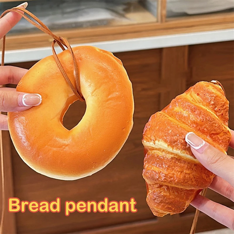 Cartoon Simulated Bread Car Pendant Creative Fashion Bread Realistic Model Bag Pendant Photography Props Small Ornament Gifts