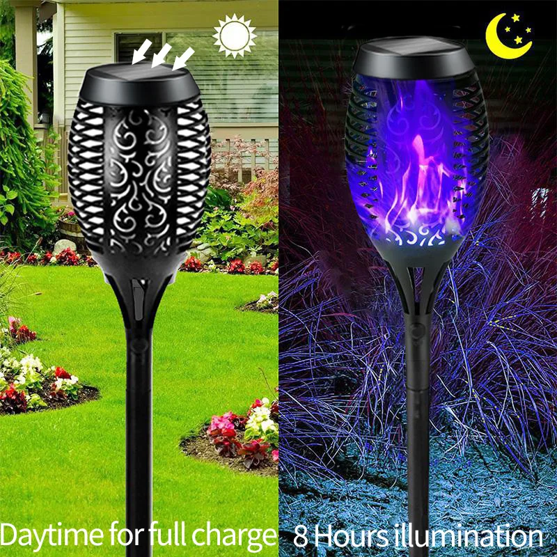 1/2/4 Solar Flame Lights Outdoor Waterproof Flame Flickering Lamp LED Garden Decoration Lighting Torch Auto On/Off Path Light