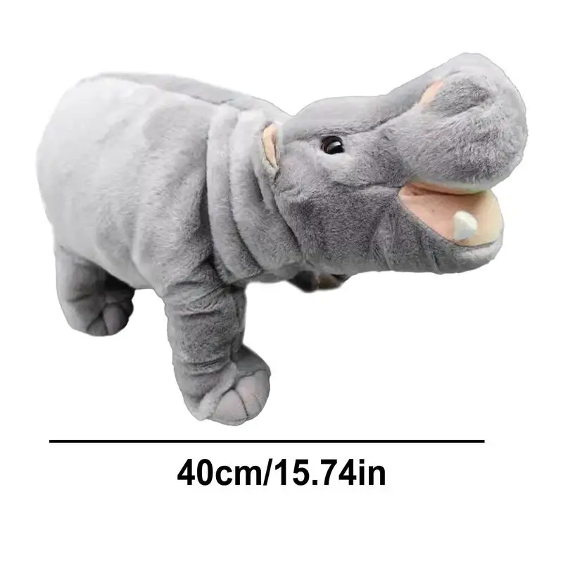 Recheado Hippo Plush Animal Toy, Cute Zoo Family, Decoração de casa, Almofada para cozinha e quarto, 15,7 pol