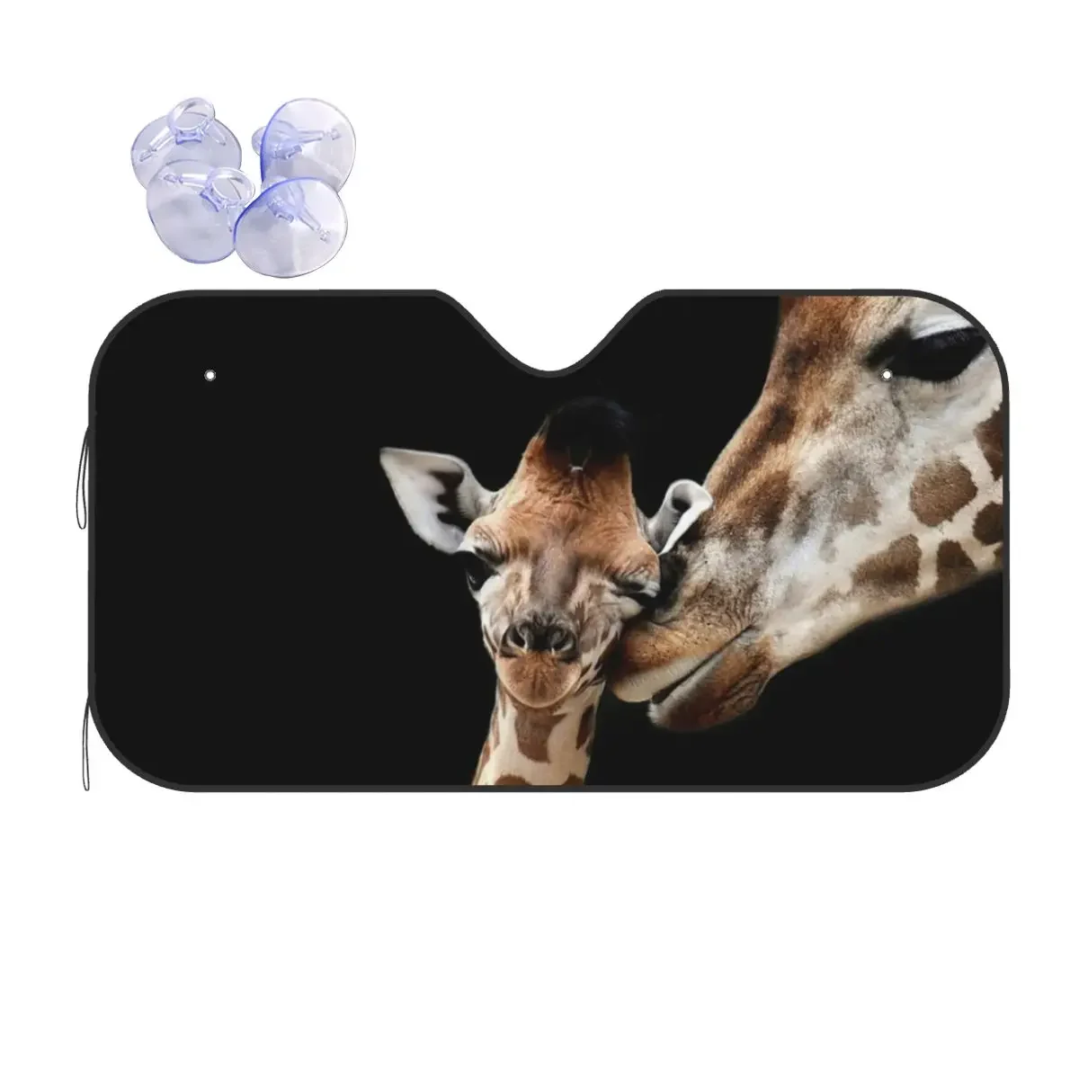 Giraffe Animals Foldable Sunshade Windscreen 70x130cm Cute Aluminium Foil Car Sunshade Front Window Cover