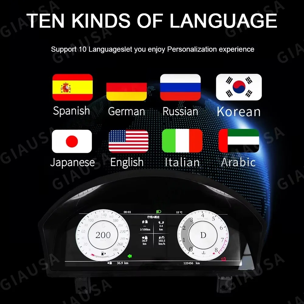 12.3 Inch Digital Cluster Odometer Screen For Land Rover Range Rover Sport Discovery 3 2005-2009 Virtual Cockpit Speed Meter Car
