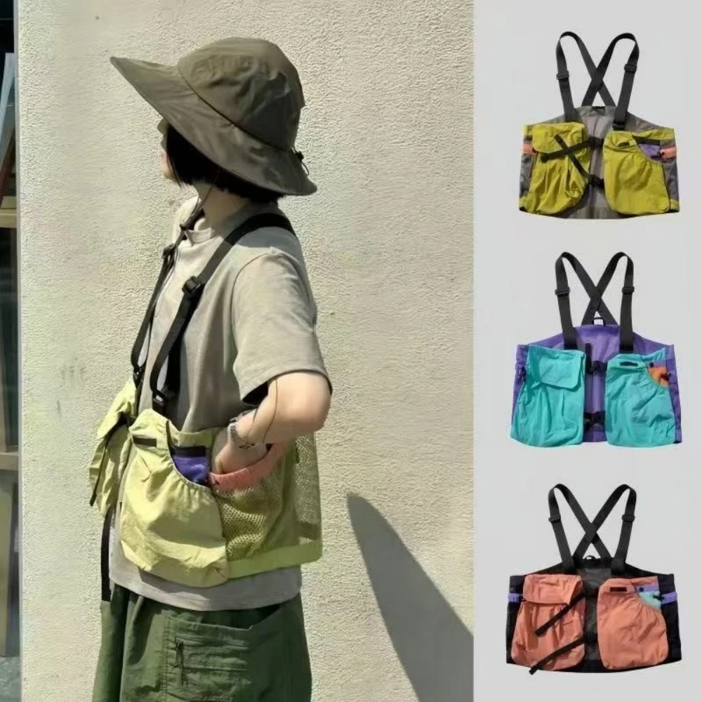 Outdoor Contrast-color Vest Totes Bag Unisex Breathable Lightweight Shopping Bags Fashion Cycling Hiking Travel Bag Bolsos Mujer