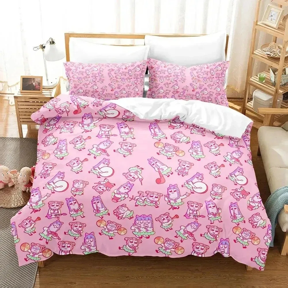 Fashion 3d Print Anime Pop Team Epic Bedding Set Boys Girls Twin Queen Size Duvet Cover Pillowcase Bed Kids Adult Home Textiles