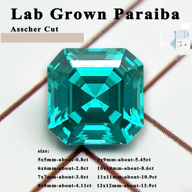 Lab Grown Asscher Cut Blue Color Change VVS Loose Gemstone for Jewelry Making Ring Supply