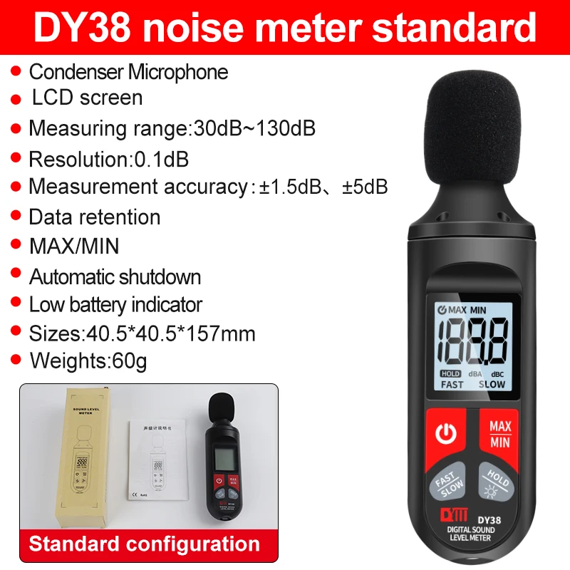 Imagem -03 - Digital Som Nível Medidor Nível de Áudio Sonometro Decibel Portátil Medidor de Ruído 30db 130db