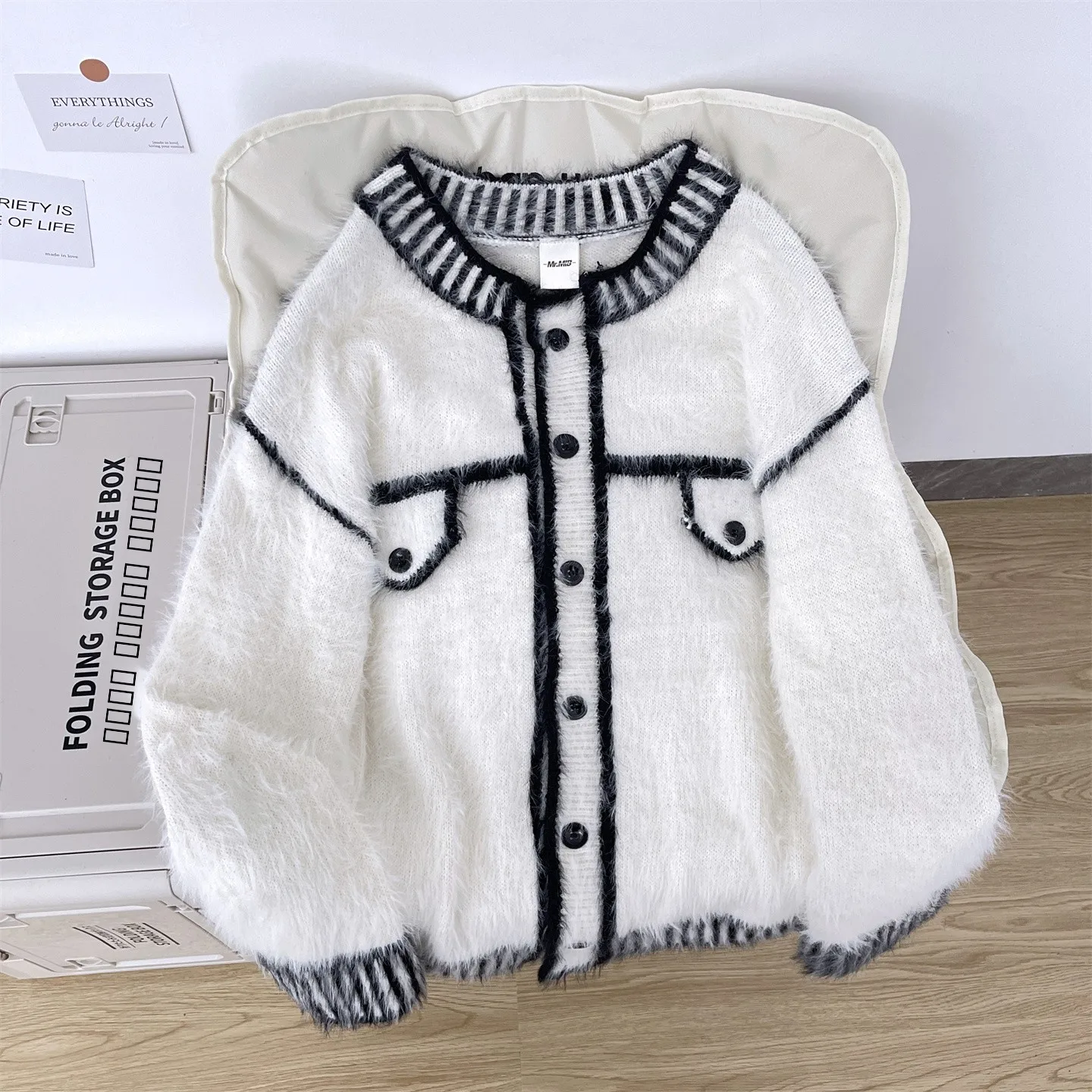 

Мужской вязаный кардиган Luun Sle Color Blo в корейском стиле, утепленный, из искусственного меха, мягкий свитер-пальто для весеннего повседневного образа