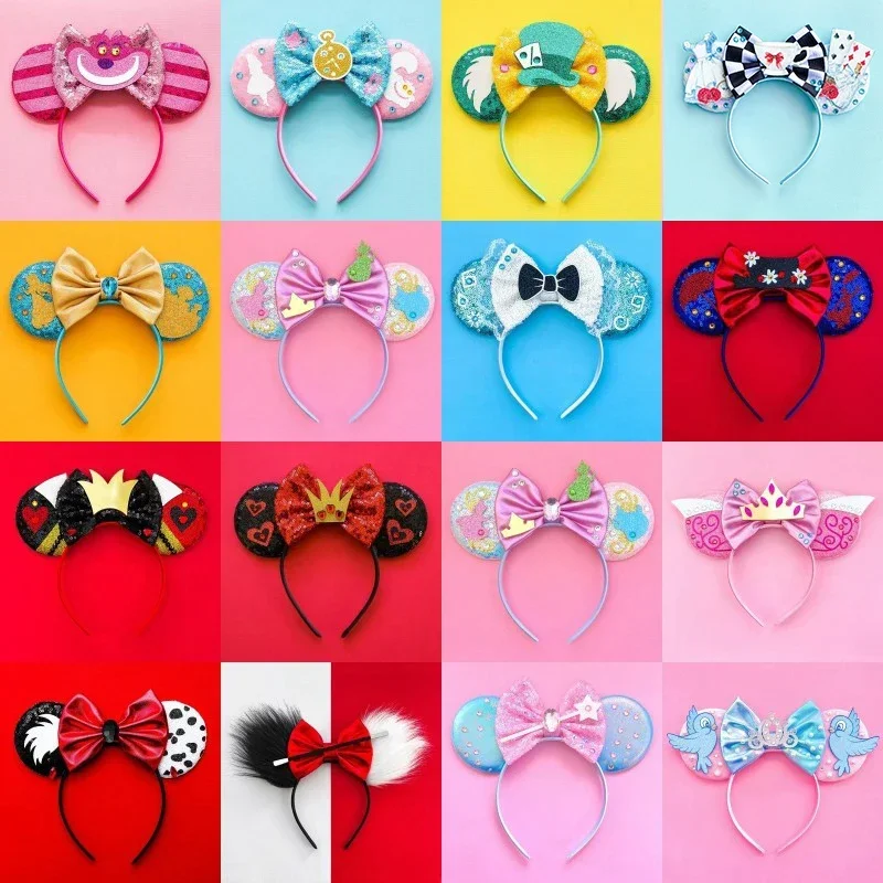 10pcs Wholesale Disney Alice in Wonderland Headband Kids Cheshire Cat Hair Accessories Women Red Queen Mad Hatter Hairband Girls