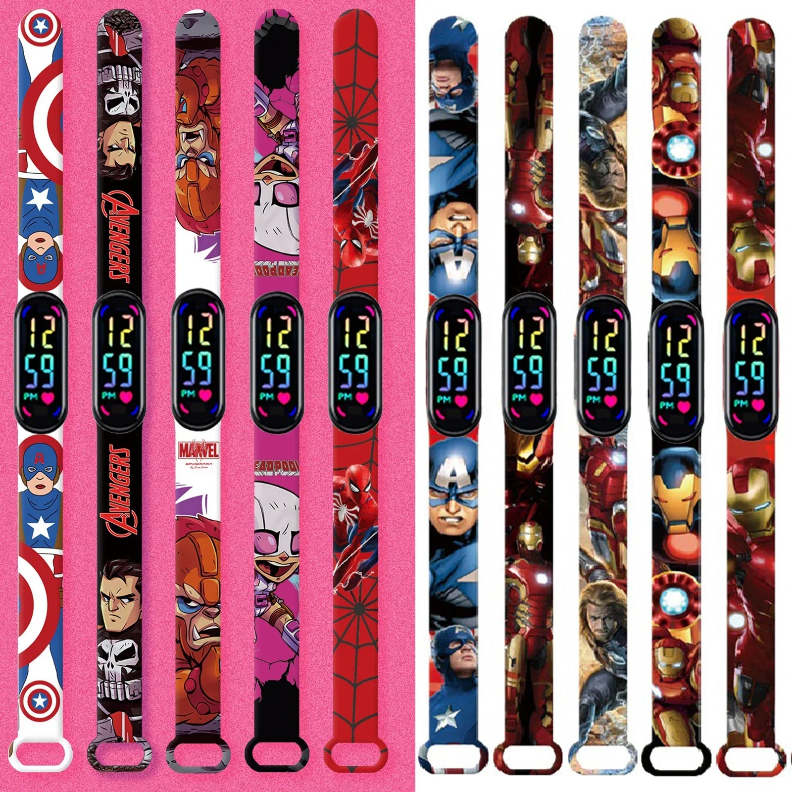 Disney Spider Man 2 children's Cartoon Anime Character Luminous Bracelet Watch LED Touch Waterproof Clock Sports Gifts Christmas