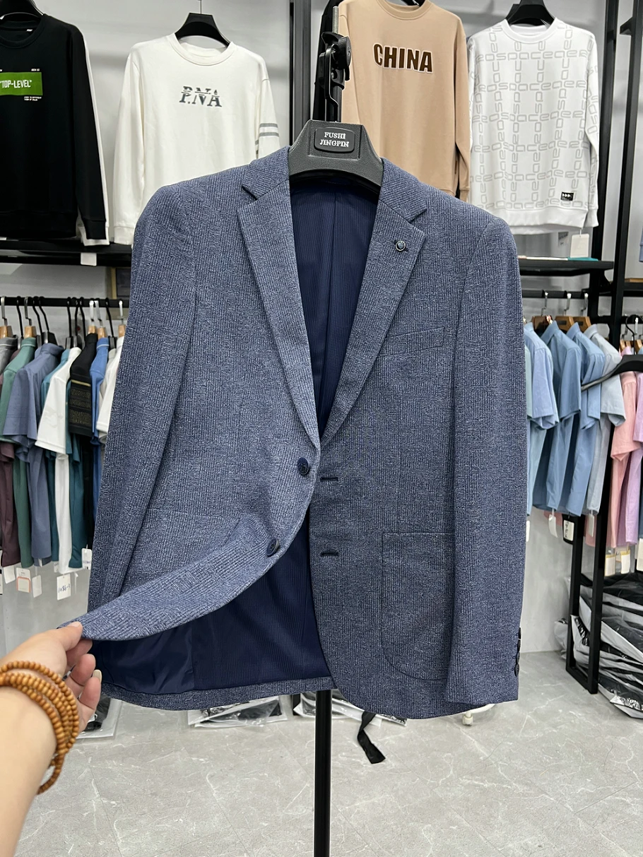 

Мужской повседневный деловой костюм: приталенный пиджак, стильная верхняя одежда для работы, прямой крой, полиэстер, нейлон, вискоза...