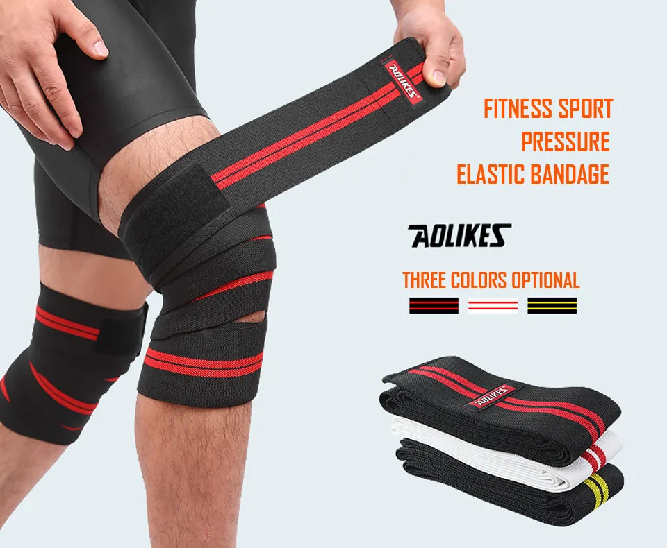 AOLIKES Kniebandagen (Paar) mit Riemen für Kniebeugen, Gewichtheben, Powerlifting, Beinpresse und Cross-Training-Kniebandagen für Kniebeugen – Detail 3