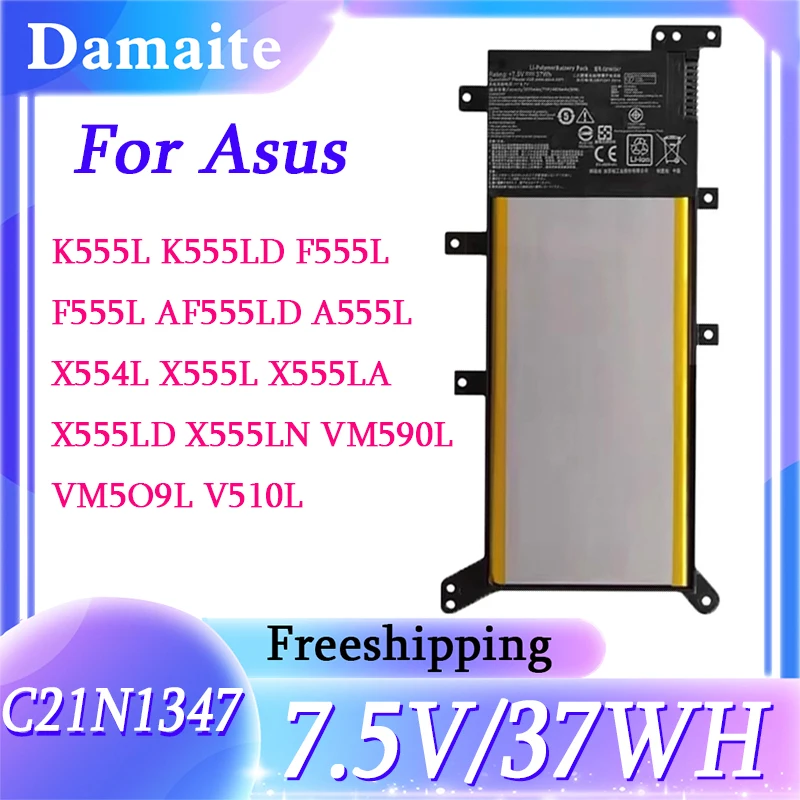 

C21N1347 Laptop Battery For ASUS X554L X555L X555LD Y583LD A555SJ F555UA F555UJ F555UF K555L F554DG F555LF 2ICP4/63/134