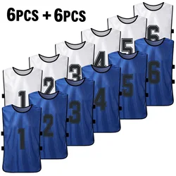 12 PCS Kid's Football Pinnies 2 Colors Quick Drying Soccer Jerseys Youth Sports Scrimmage Basketball Team Training Sports Vest