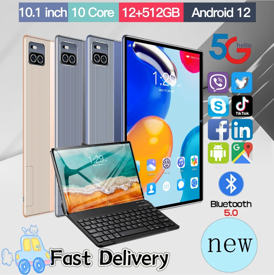 

2024 Tablet X101 10.1-inch Android 12 20000mAh 12GB RAM 512GB ROM 5G Dual SIM GPS WIFI Bluetooth 5.0 Hot Sale Laptop Lightweight