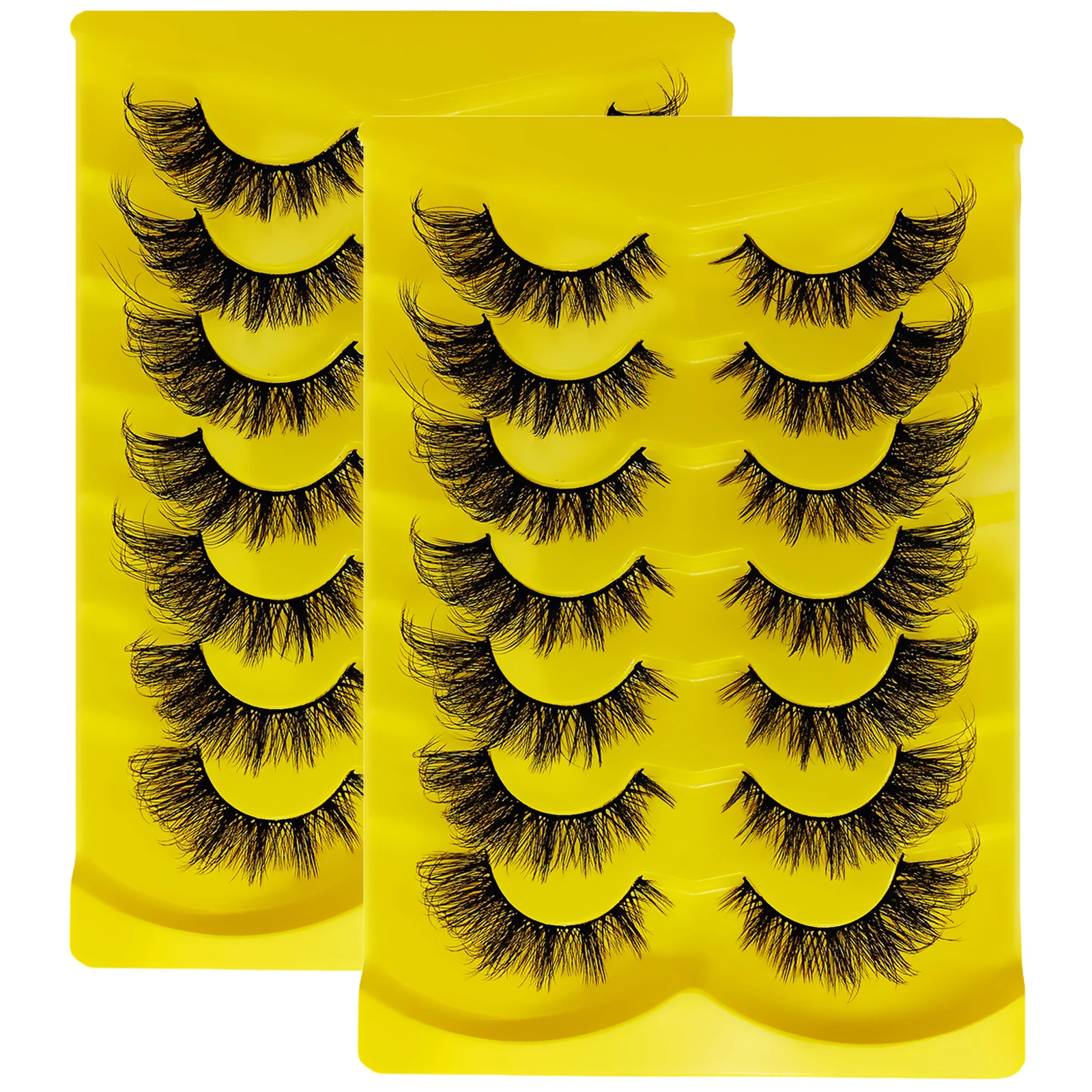 14 زوج/2 حزمة رموش عين القط ثلاثية الأبعاد رموش صناعية طبيعية رقيق لينة عبر مانغا جلدة Wispy رموش تمديد طبيعية ماكياج