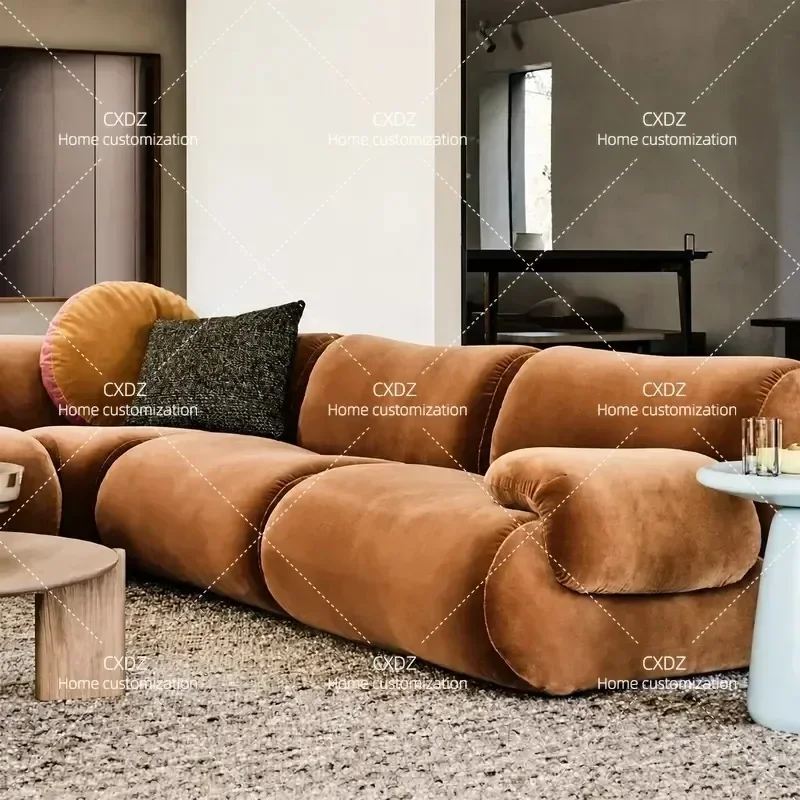 Full Sponge Vacuum Compression Fabric Sofa Antique Style Living Room Small Apartment Modular Combination Couch