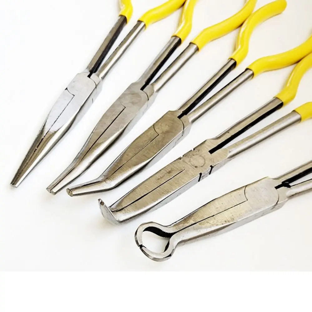 

11 Inch Length Extra Long Nose Pliers Straight Bent Tip O Shape Cylinder Cable Clamp 0/25/45/90 Degree Non-slip Handle