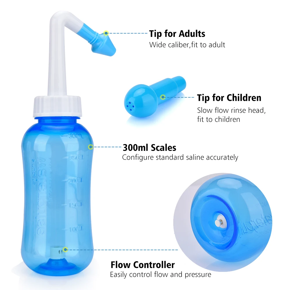 300ml Nose Cleaner Nasal Irrigator Nasal Wash Neti Pot Avoid Allergic Rhinitis Sinusitis Cure for Adult Child Therapy