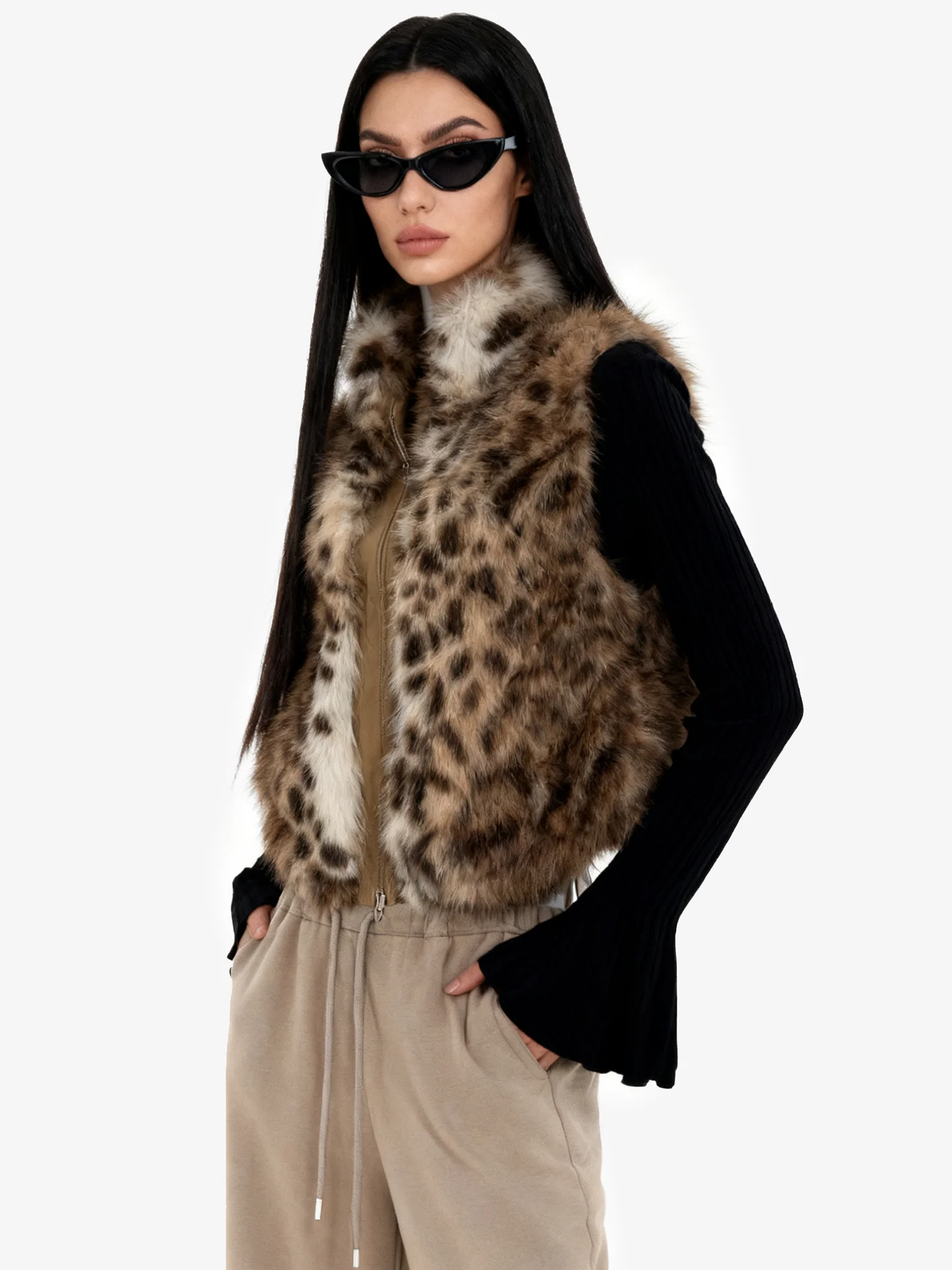 

JYOOK Faionable Two-Sided Wear Leopard Print Plu Vest Women's Autumn Winter New Sle Aosphere Sensation Eco-Friendly F...