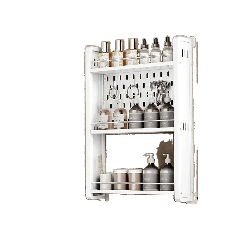 Steel toilet door rear rack, multi-layer hole plate bathroom crevice paste type door narrow gap storage rack