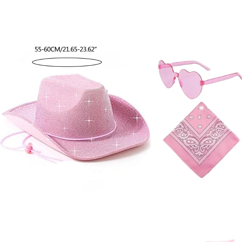 Western Cowboy Hat Eyeglasses for Bridal Shower Cowgirl Headscarf Costume Set Female Headwear Night Club Cosplay Drop Shipping