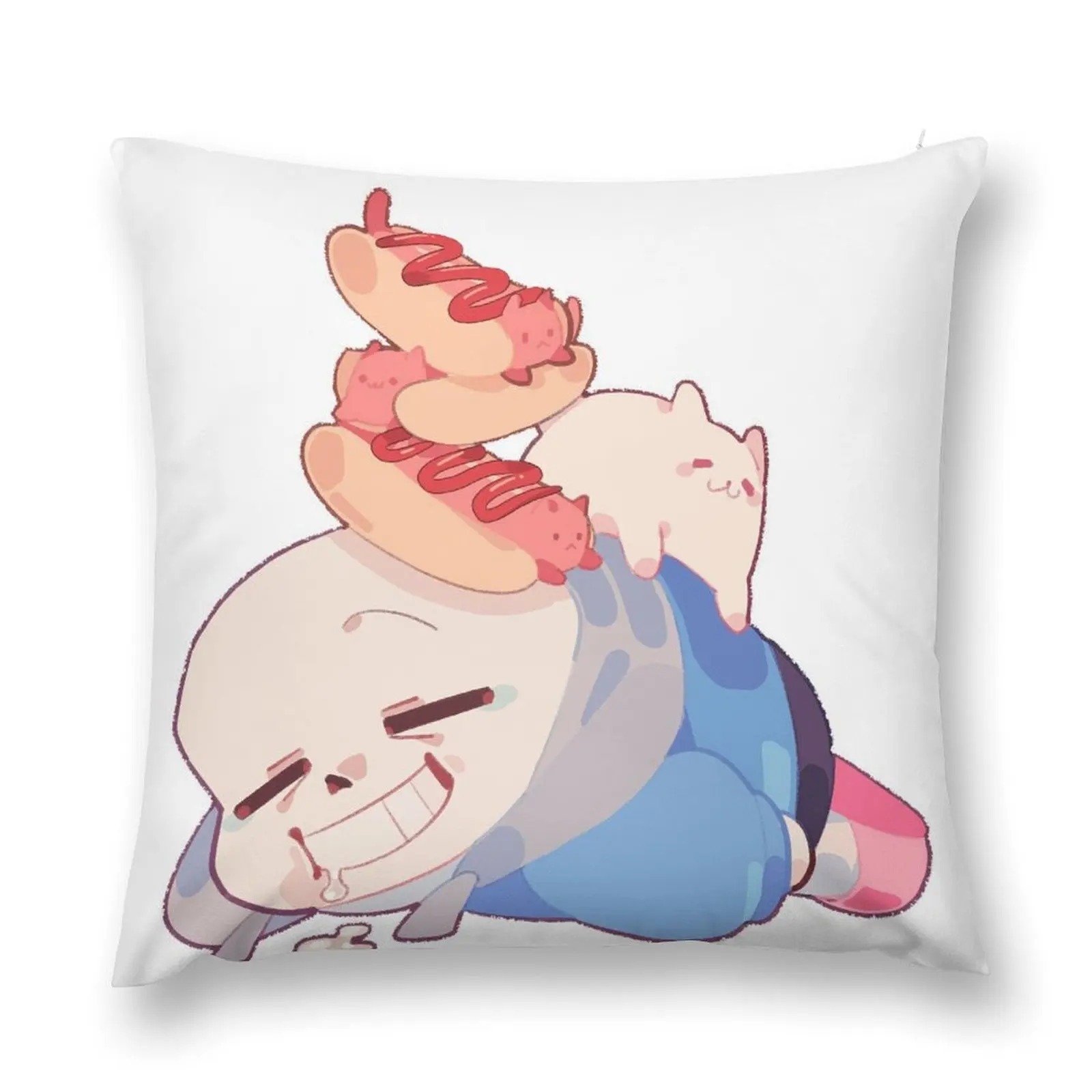 Sans sleepy with some hotcats - Undertale Throw Pillow Sofa Covers For Living Room pillow