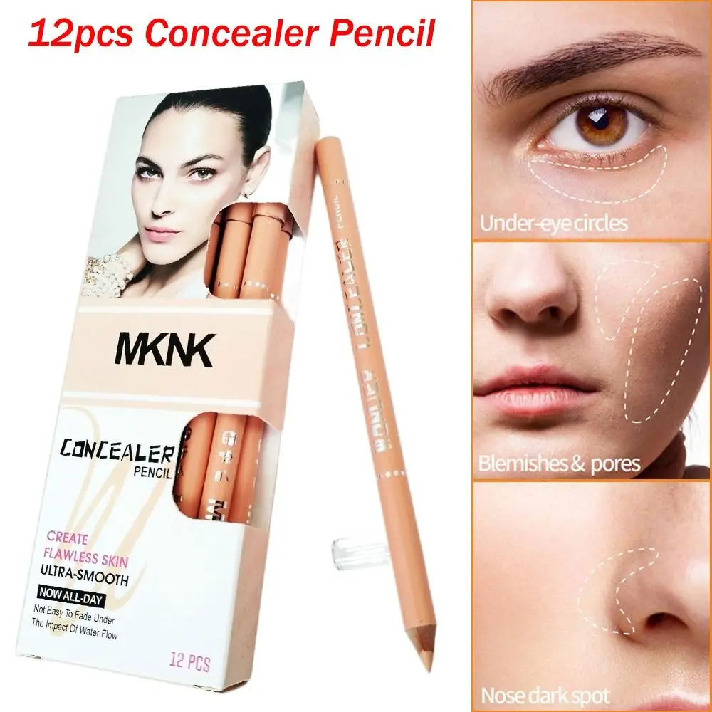 

12pcs 2 Colors Face Concealer Pencil Evens Out Skin Tone Blemish Dark Circle Wonder Concealer Pencil Aging Spot Acne