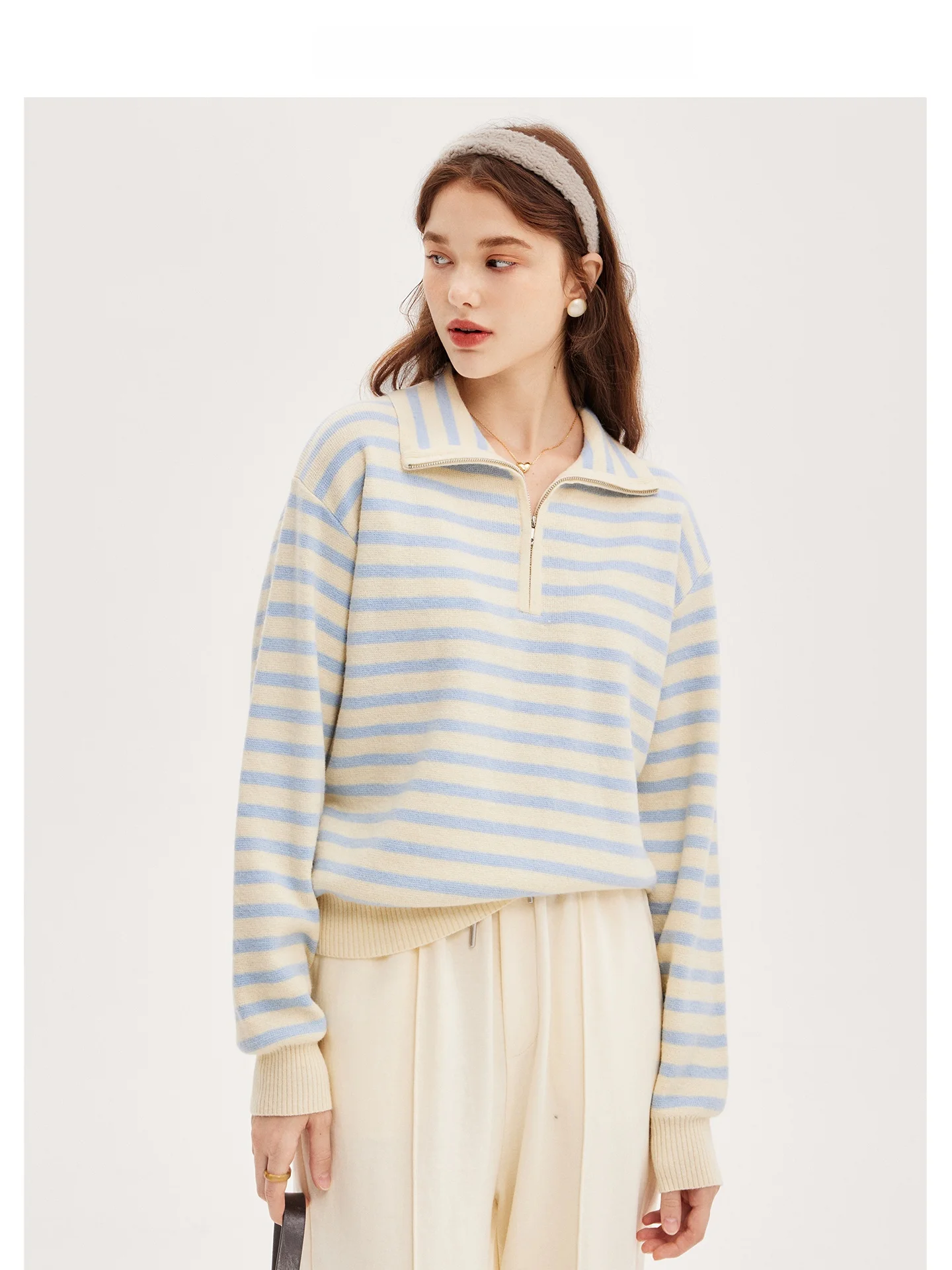 

SRK Women's Knitted Long Sve Sweater Striped Design Winter Faion Commute Sle Straight Cut Online Exclusive Polyester N...