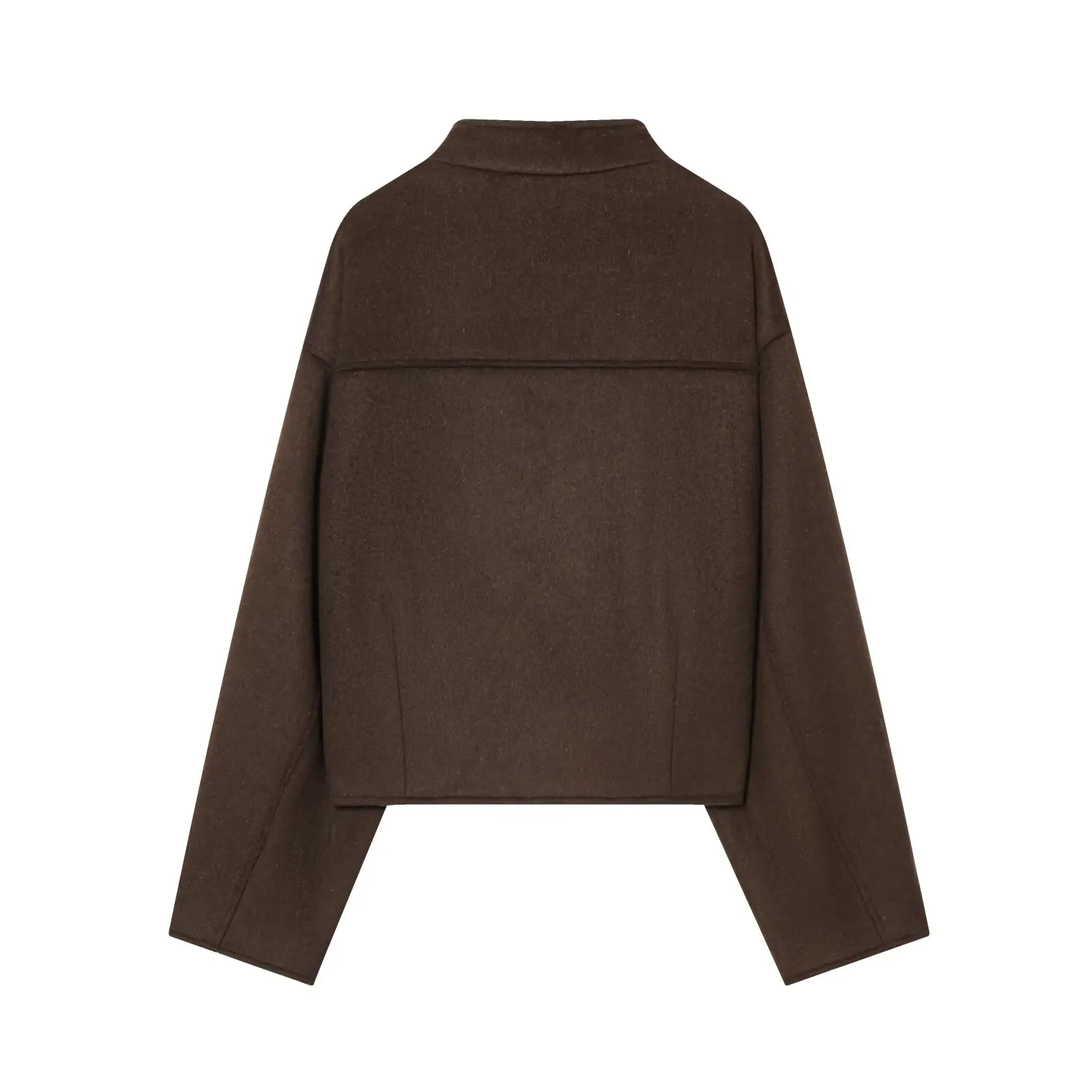 Fashionable Soft Jacket Women's Long Sleeve Stand Collar Double Breasted Coat Polyester Fabric Standard Fit Winter Outerwear