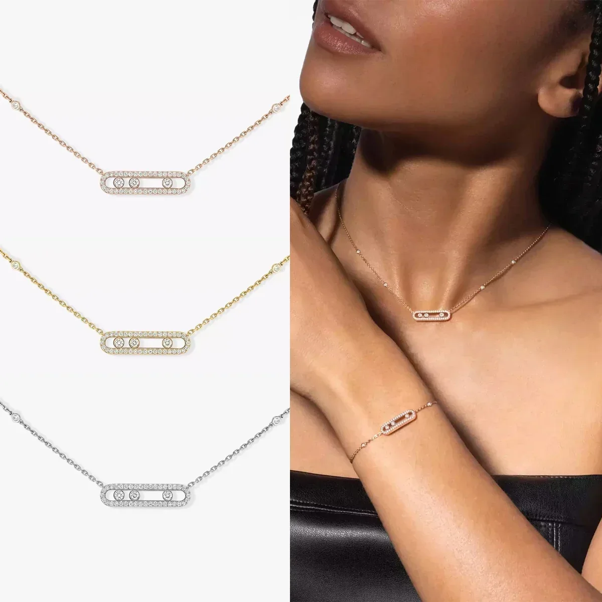 

Fashionable and Luxurious S925 Mobile Inlaid Zircon Necklace, Elegant and Charming Party Essential Jewelry - Birthday Gift
