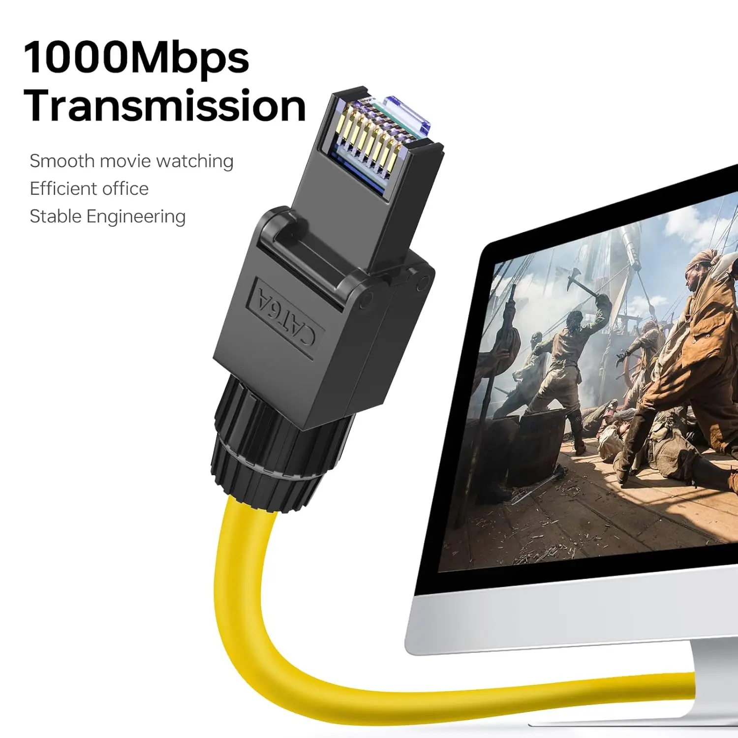 موصلات RJ45 Cat6 أداة إيثرنت مطلية بالذهب مجانًا وقابلة لإعادة الاستخدام لكابلات 22-24 AWG عبوة من قطعتين