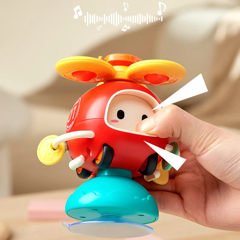 Baby 3-in-1 High Chair Toys Suction Cup Fidget Spinner Top Rotating Rattles Push Car Helicopter Bead Game Montessori Toys