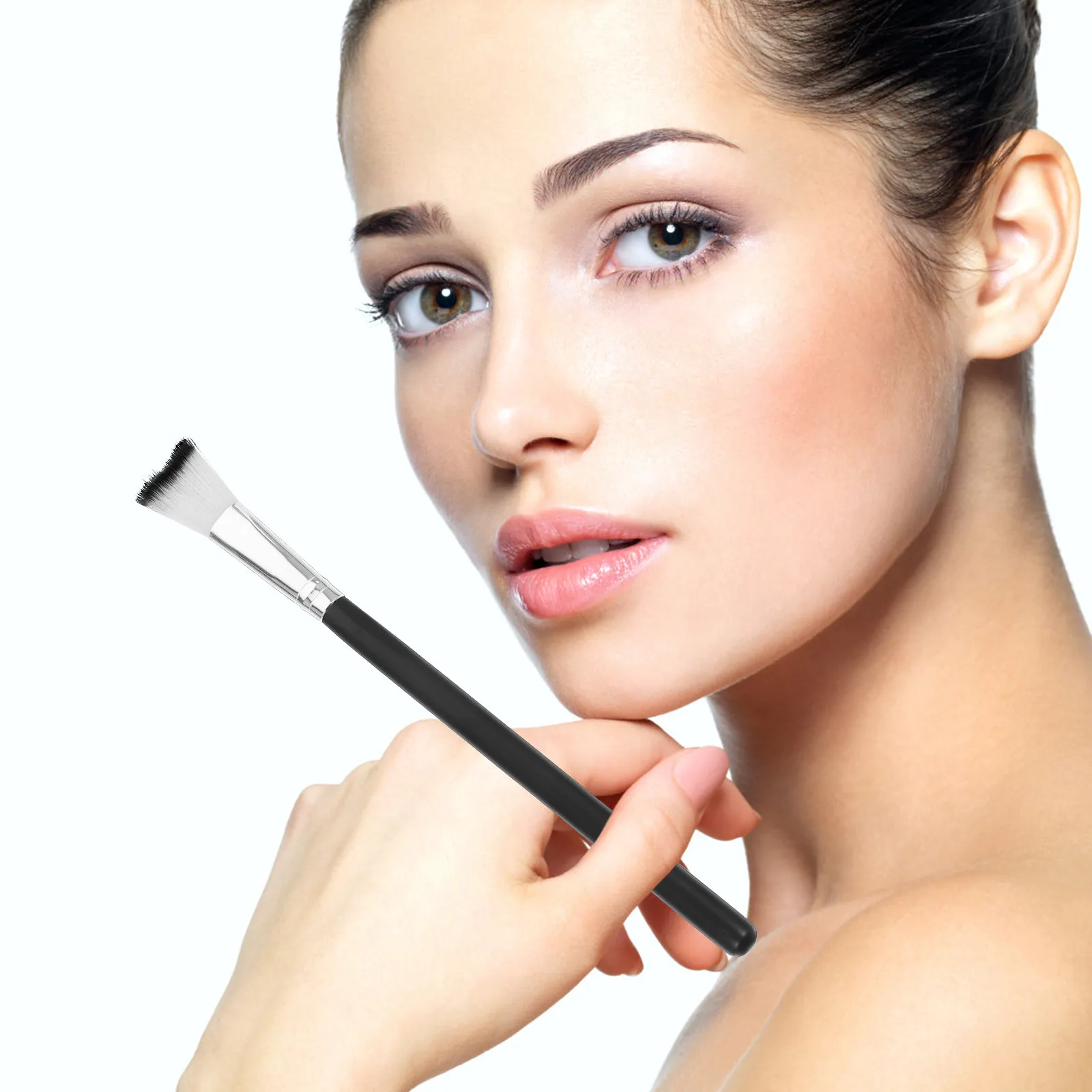 3pcs Soft Bristle Highlighter & Nose Contour Brush Set for Makeup Blending and Shading