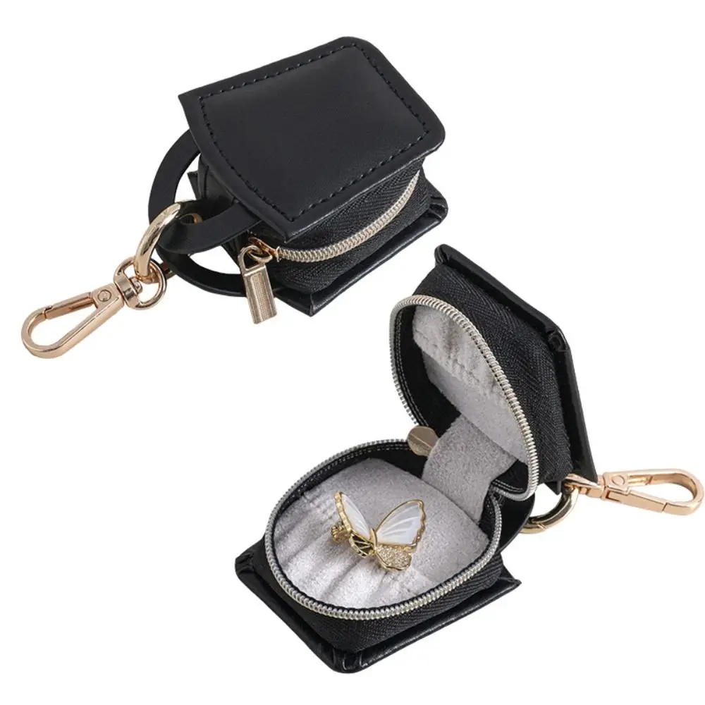 

Mini Jewelry Bag Keychain Pendant Holder Organizer Earrings Ring Packing Box PU Leather Necklace Bracelet Jewelry Storage Case