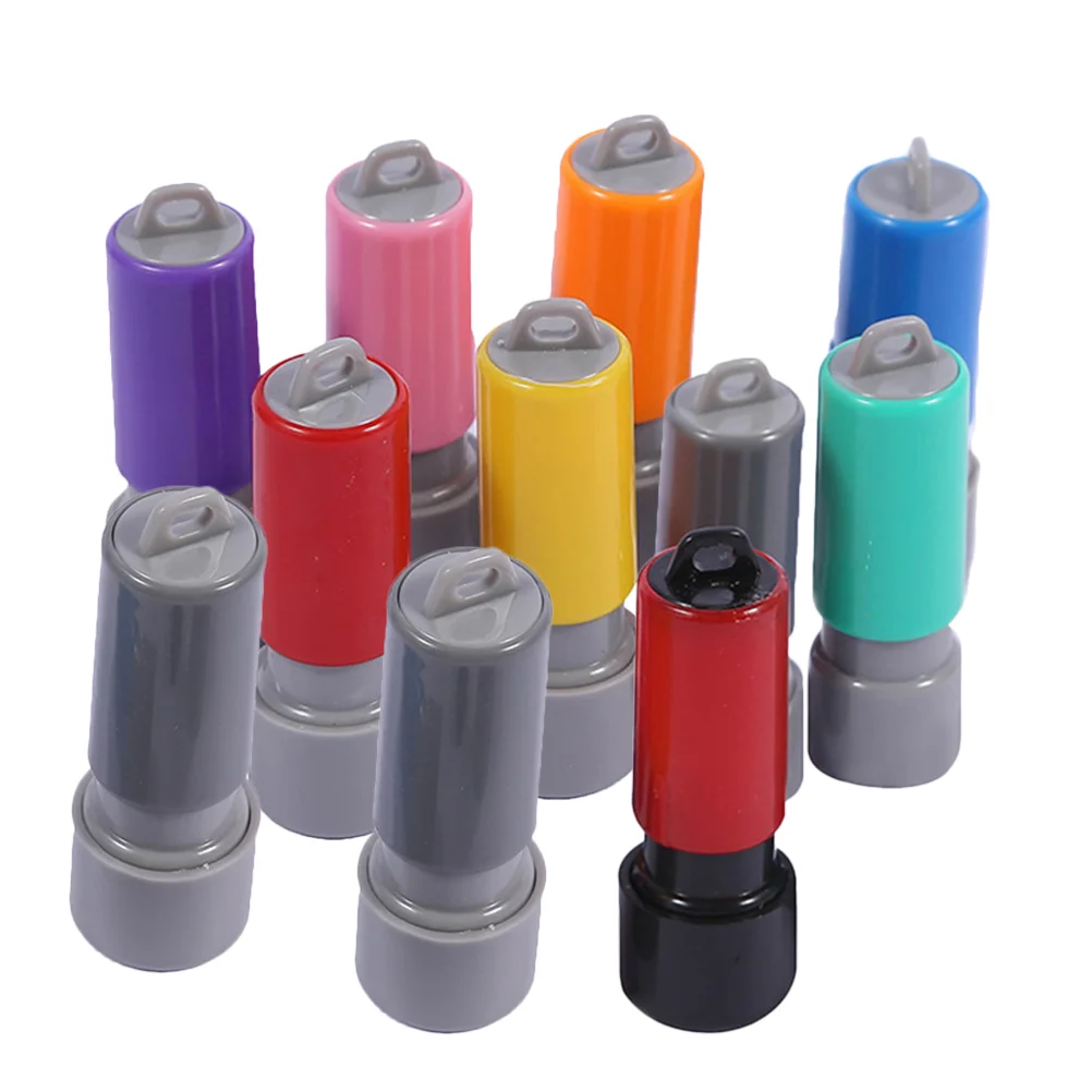 10 Pcs Seal Case DIY Making Tool Postage Stamps Seals Mini Round Blank with Ink Pad Plastic Small