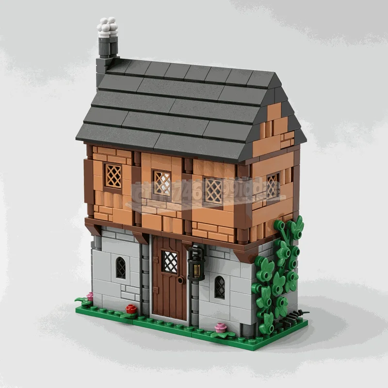 280PCS Medieval Timber House Building Blocks Historic Village Architecture Model DIY Assembly Set Collection Festival Gift Toy