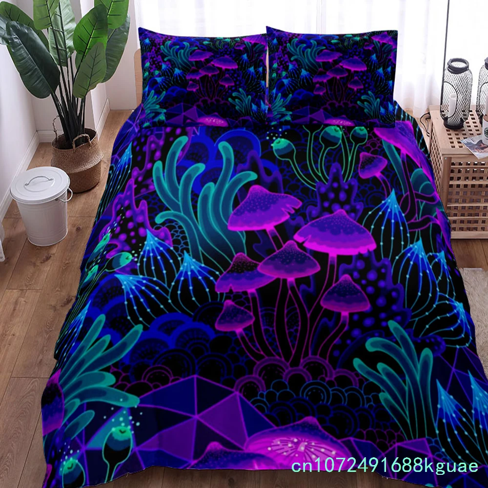 Chic Mushroom Illustration Art Duvet Cover Set King Queen Double Twin Single Bed Linen Set