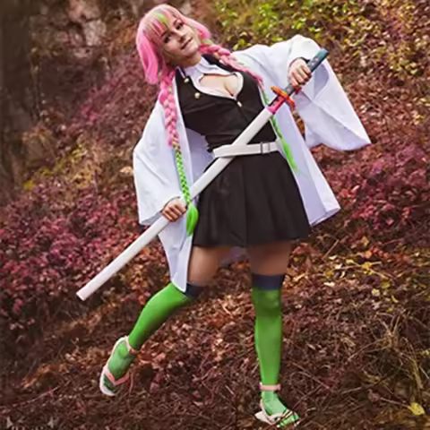 New Anime Costume Kanroji Mitsuri Cosplay Halloween Woman Adult Clothes Kids Wig Uniform Costumes for Women