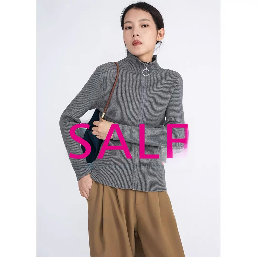 

Dorothy Women's Knitted Sweater round Ring Bule Slim Fit Stand Collar Skin-friendly Korean Sle Long Sve Thiened Card...