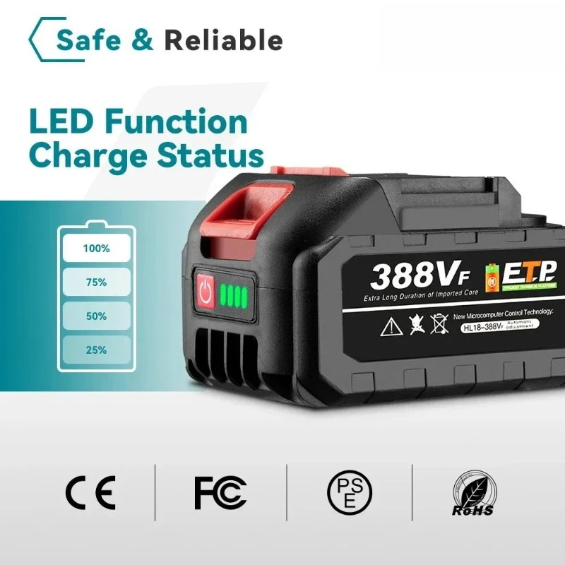 

Long Lasting 18V Li-ion Battery, Universal Replace for Makita BL1840B BL1850B BL1860 BL1815, Portable Power Tool Accessories