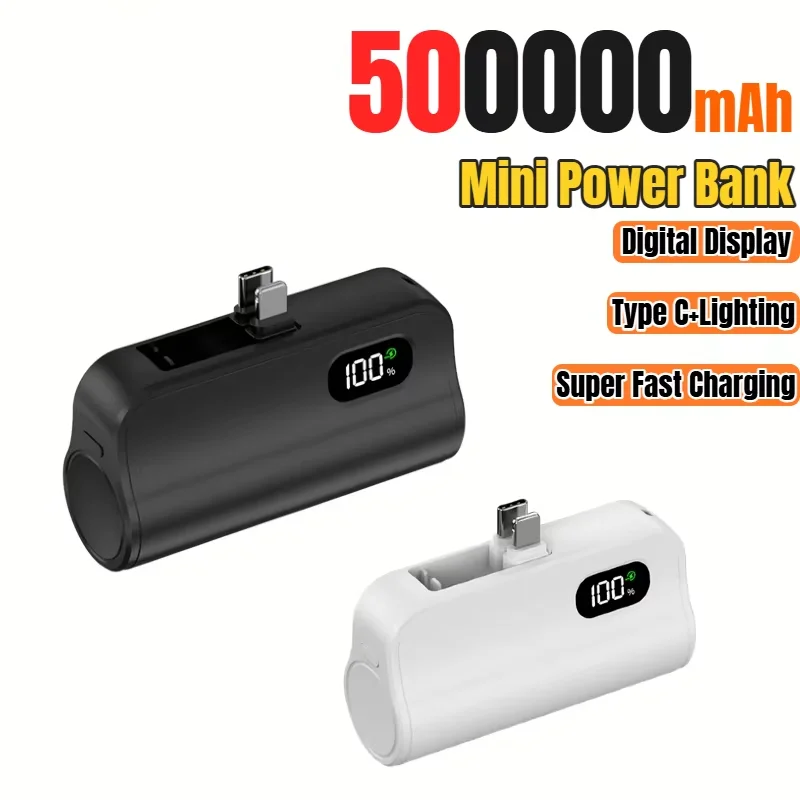 

Портативный внешний аккумулятор (Power Bank) 500000 мАч, мини, большой емкости, супербыстрая зарядка, цифровой дисплей, для iPhone, Huawei