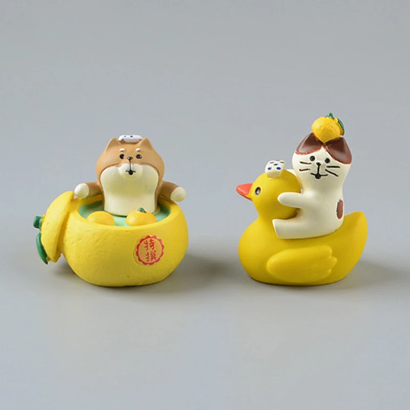 Japanese Anime Zakka Model Lovely Dog Cat Yellow Duck Shiba Animal Bathroom Ornament Resin Home Craft Decor Figurine Gift Doll