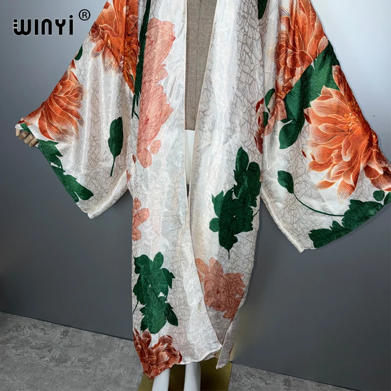 WINYI boho imprimé kimonos robes longues pour femme Cardigans tenues de plage caftan plage couvrir robe de soirée musulman maxi manteau