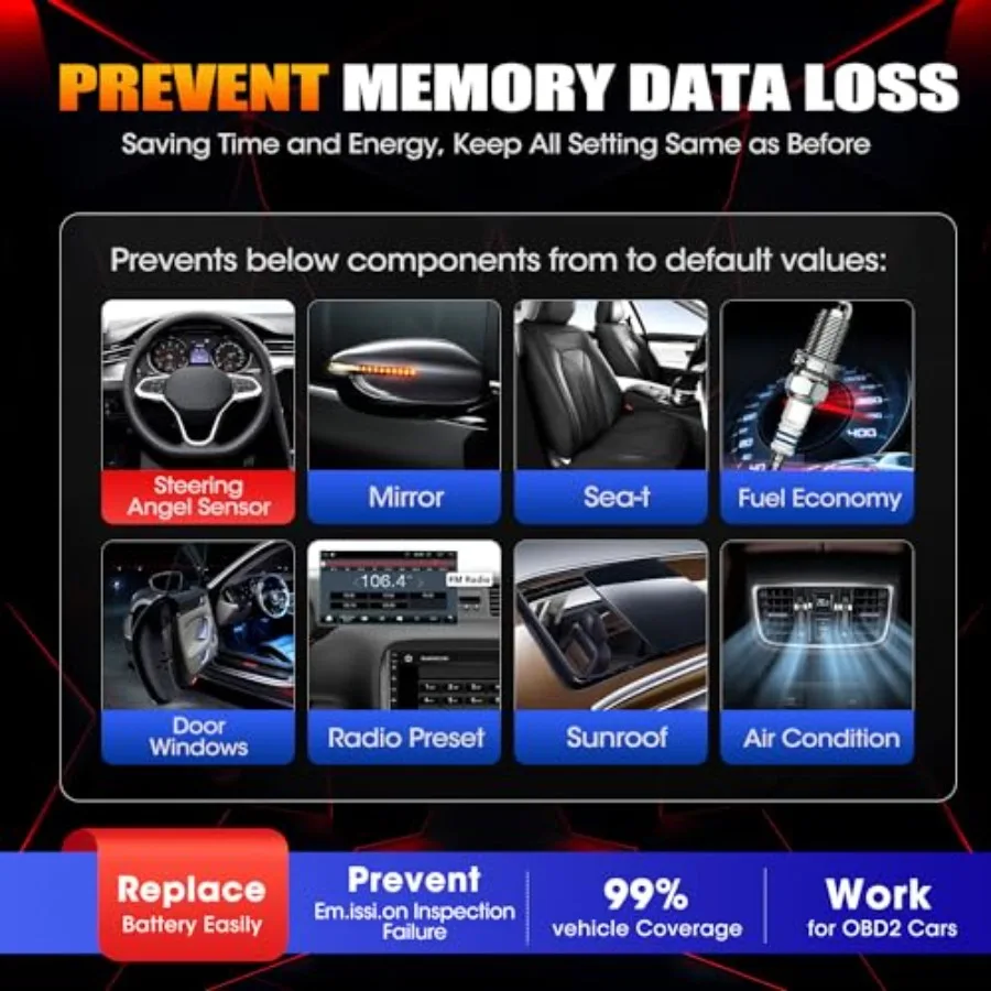 2025 MaxiBAS BTMS OBD2 Car Battery Tester with Memory Saver for Preserving Vehicle Data and Electronic Presets Surge Protection