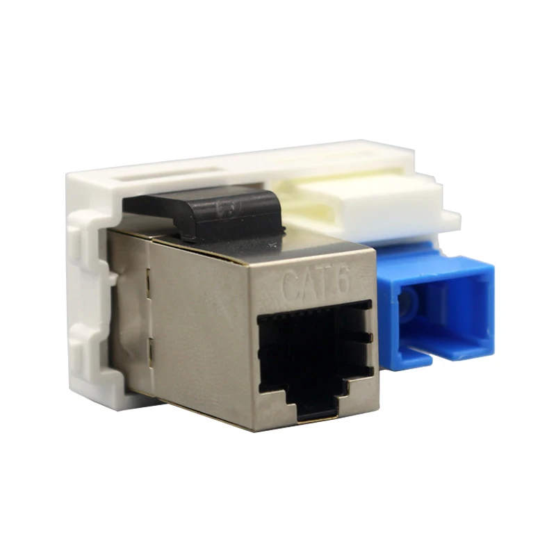 Shield Female LAN CAT6 RJ45 Connector SC UPC Optical Fiber Slot Pass Through Plug Socket 23x36mm Module For Internet Connection