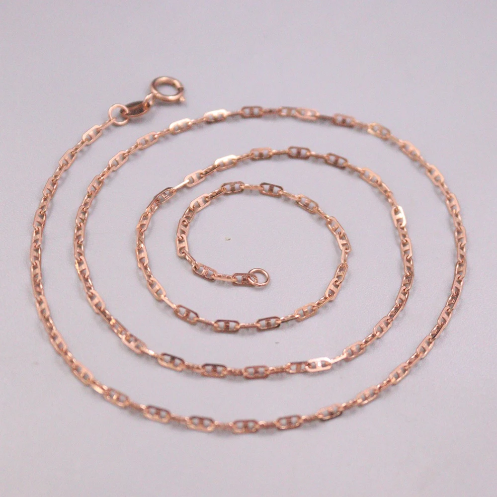 

Real Pure 18K Rose Gold Chain Women Gift Lucky 1.8mm Anchor Link Necklace 3.85g /45cm