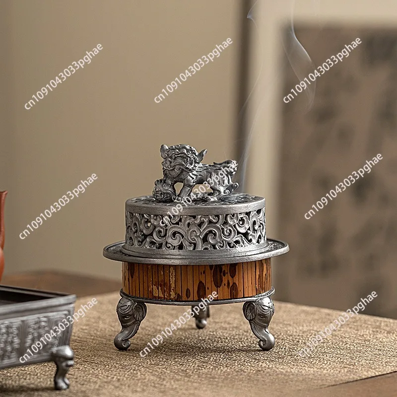 Tea room retro three-legged plate incense burner tray tea ceremony incense ornament